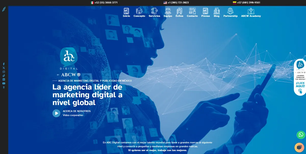 Home page of ABC Digital, an SEO agency in Mexico