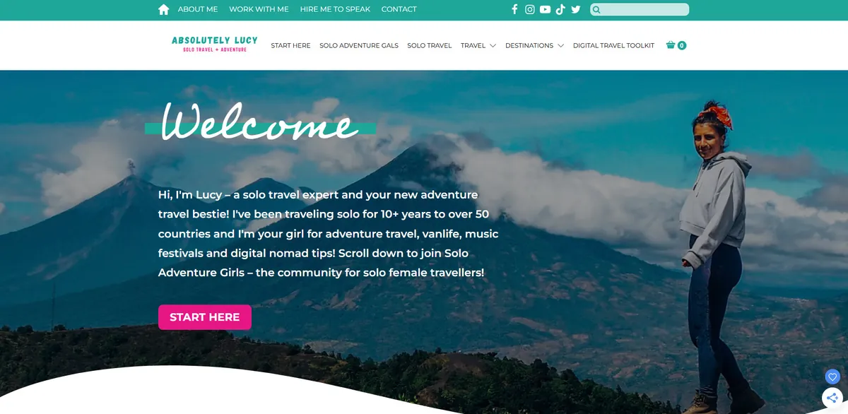 Home page of Absolutely Lucy, a UK travel site