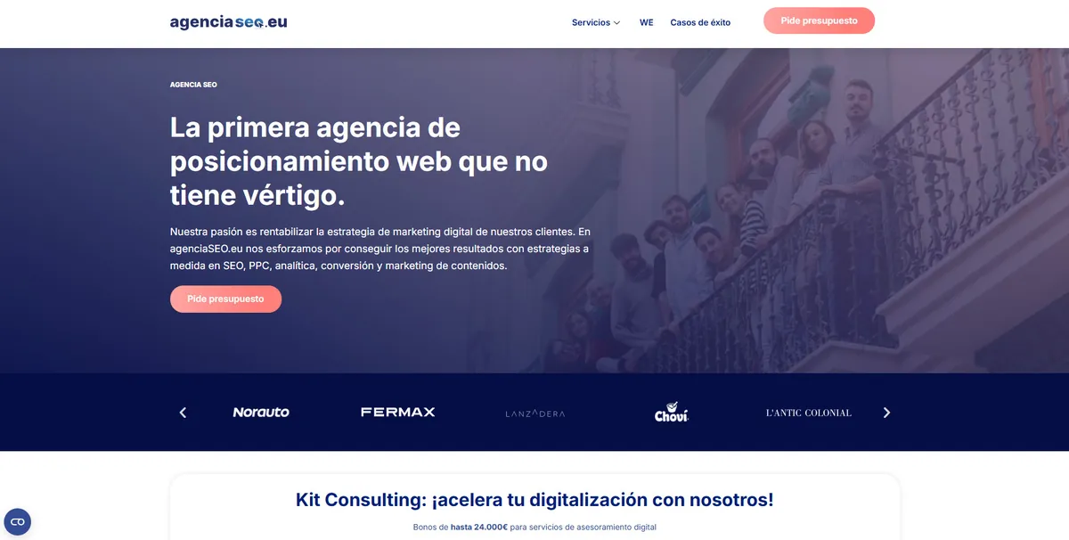 Home page of AgenciaSEO EU, an SEO agency in Valencia