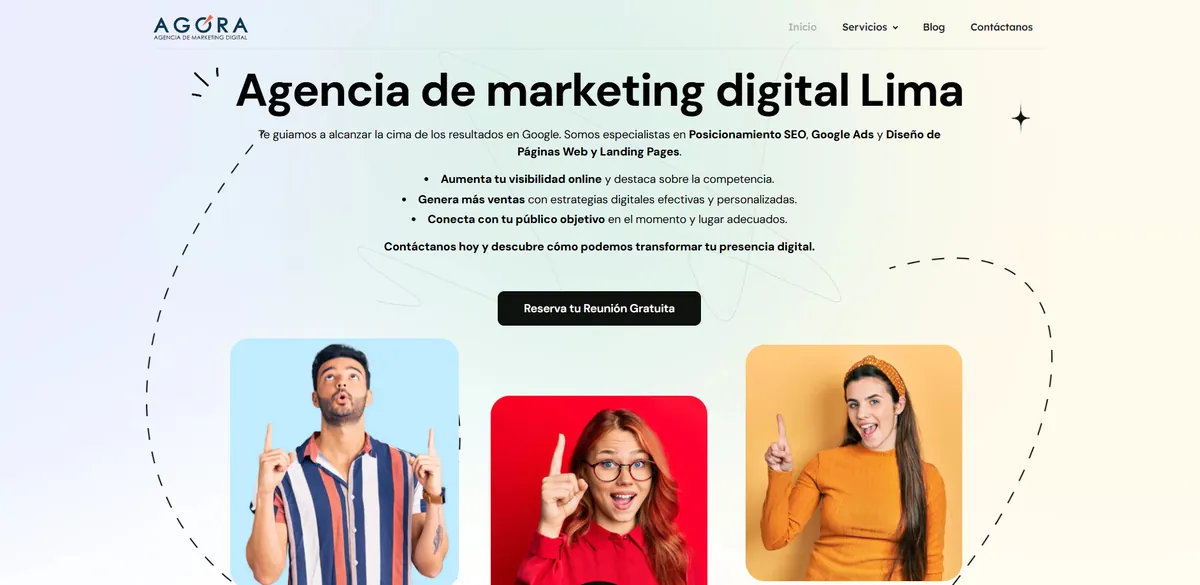 Home page of Ágora Web, an SEO agency in Peru