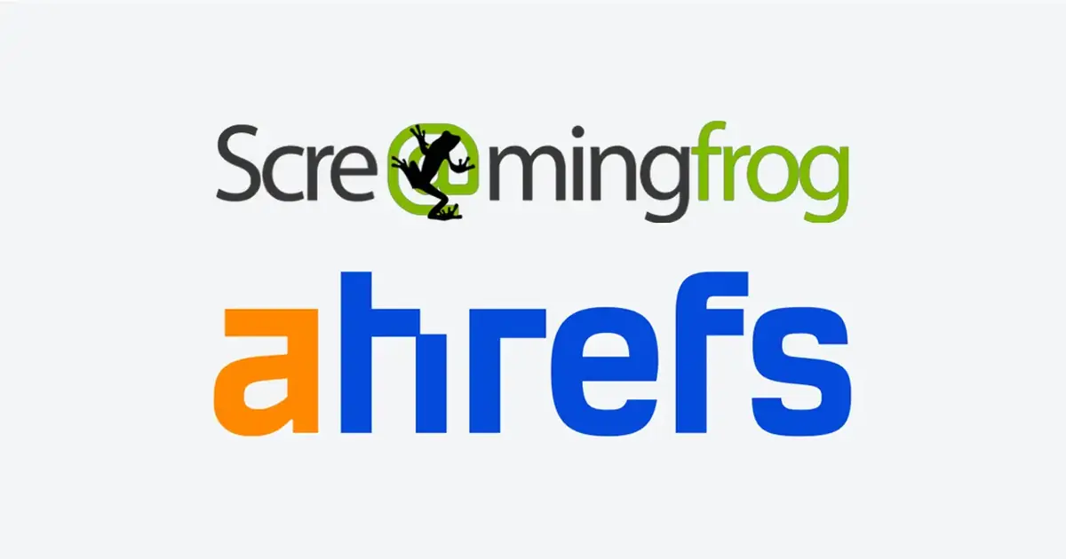 Screaming Frog and Ahrefs logos, tools to find broken pages that still have backlinks