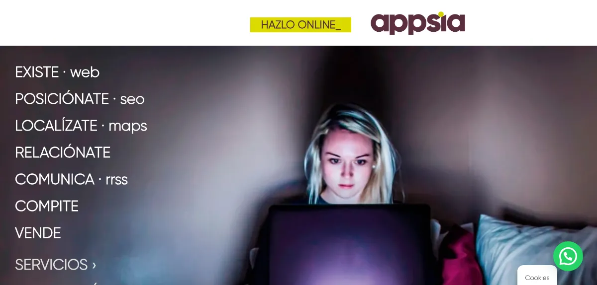 Página de inicio de Appsia, agencia de marketing digital de Málaga