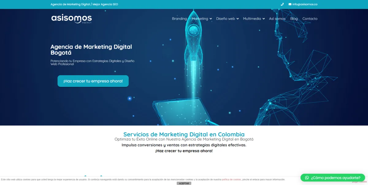 Home page of Asi Somos, an SEO agency in Colombia