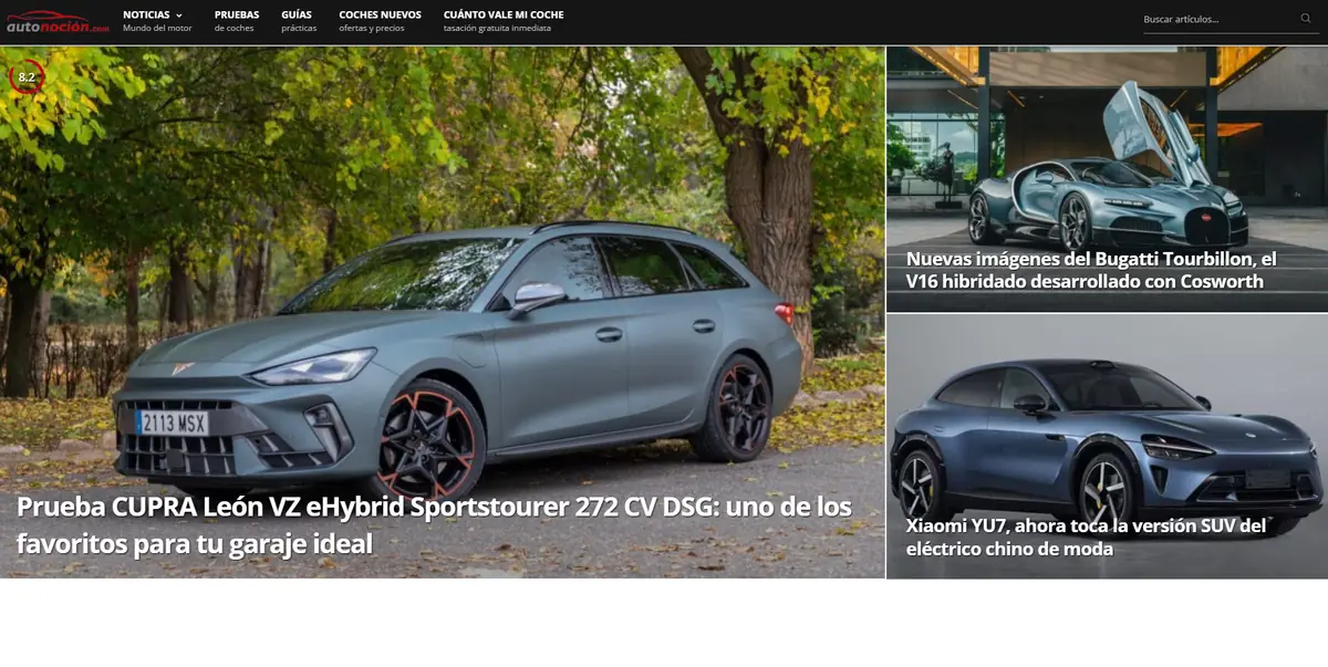 Home page of AutoNoción, a Spanish motoring site
