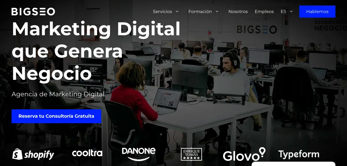 Página de inicio de BigSEO, agencia de marketing digital de Barcelona