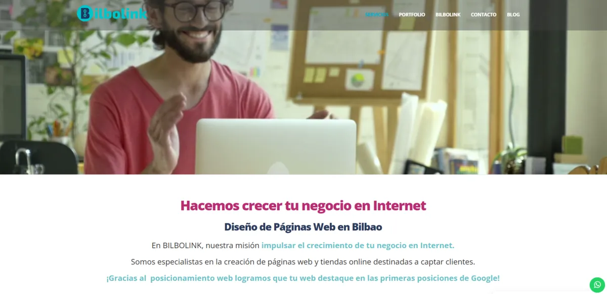 Home page of Bilbolink, an SEO agency in Bilbao