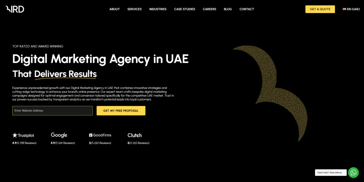 Home page of Bird Marketing, an SEO agency in Dubai