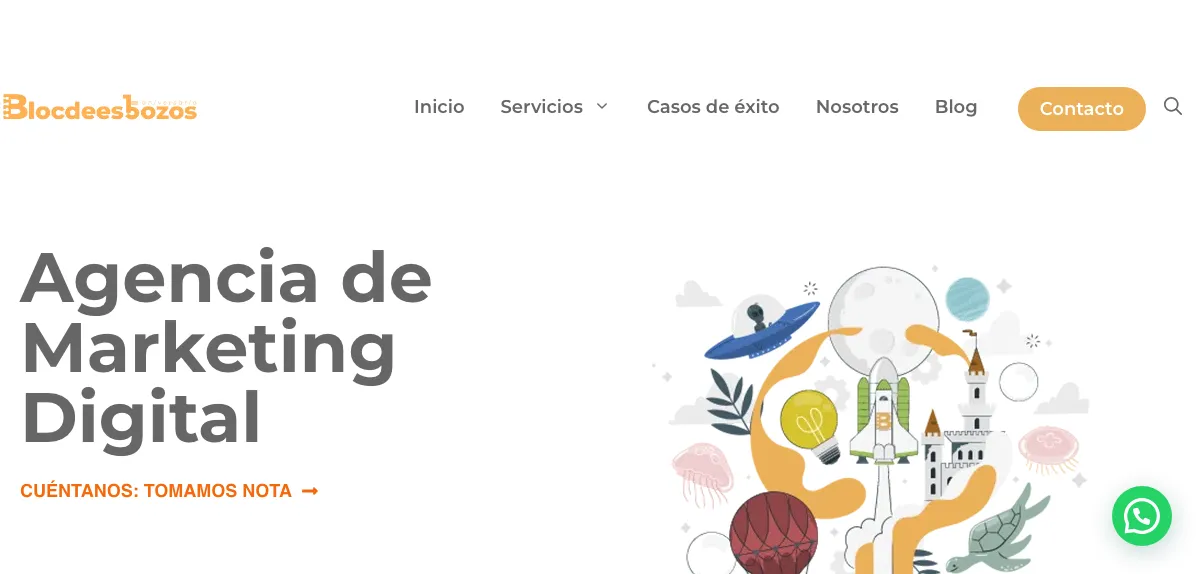 Página de inicio de Blocdeesbozos, agencia de marketing digital de Málaga