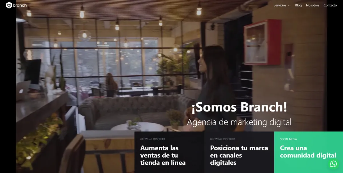 Home page of Branch, an SEO agency in Colombia