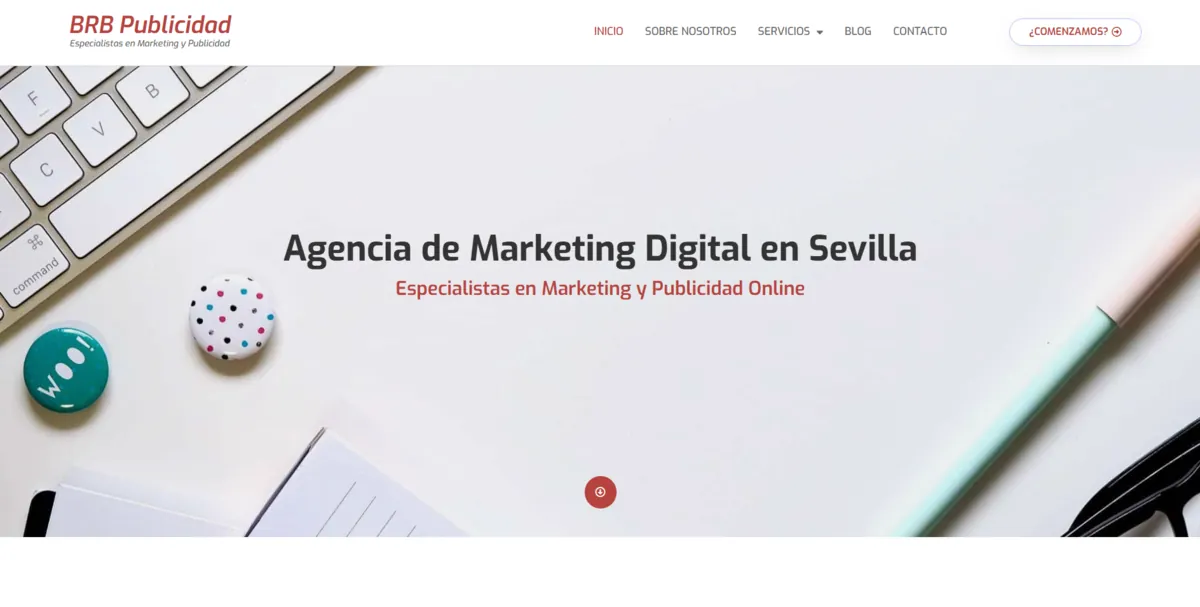 Home page of BRB Publicidad, an SEO agency in Seville