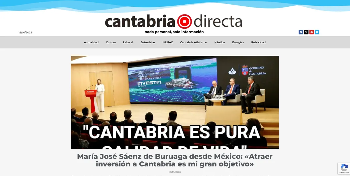 Home page of Cantabria Directa, a newspaper in Cantabria