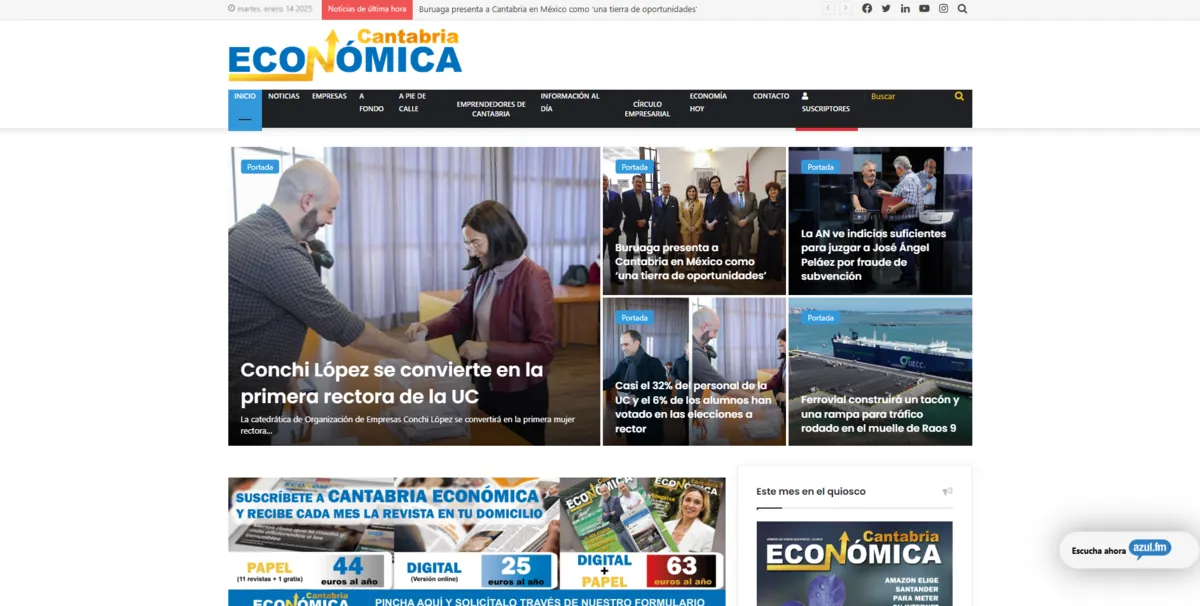 Home page of Cantabria Económica, a newspaper in Cantabria