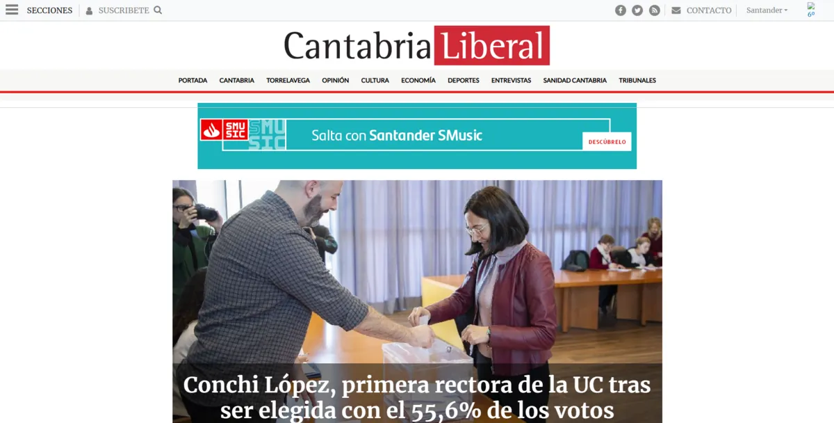 Home page of Cantabria Liberal, a newspaper in Cantabria
