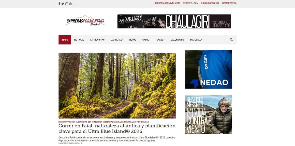 Home page of Carreras por Montaña, a Spanish running site