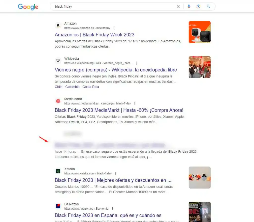 Campaign article fourth on Google for 'black friday', after Amazon, Wikipedia and MediaMarkt