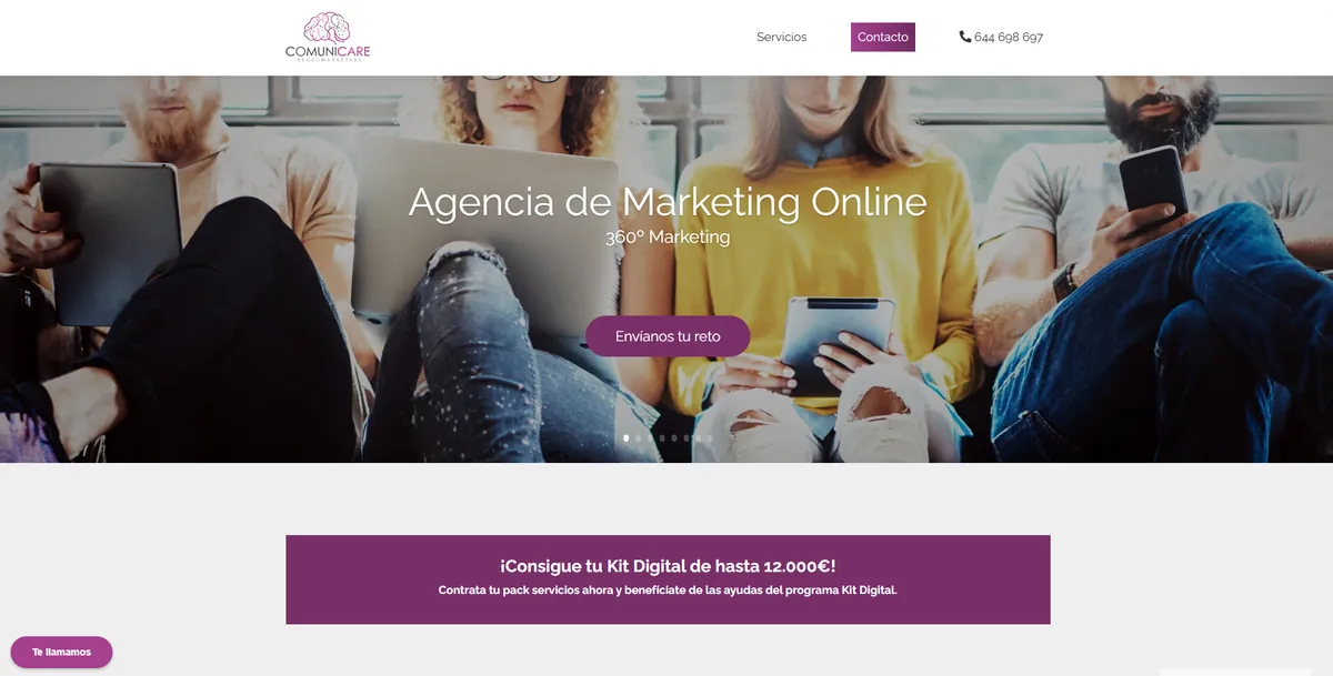 Home page of Comunicare, a digital marketing agency in Madrid