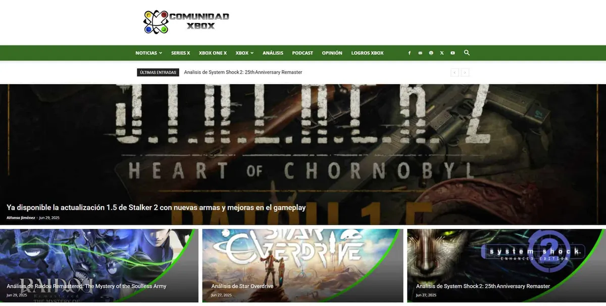 Home page of Comunidad Xbox, a Spanish video game site