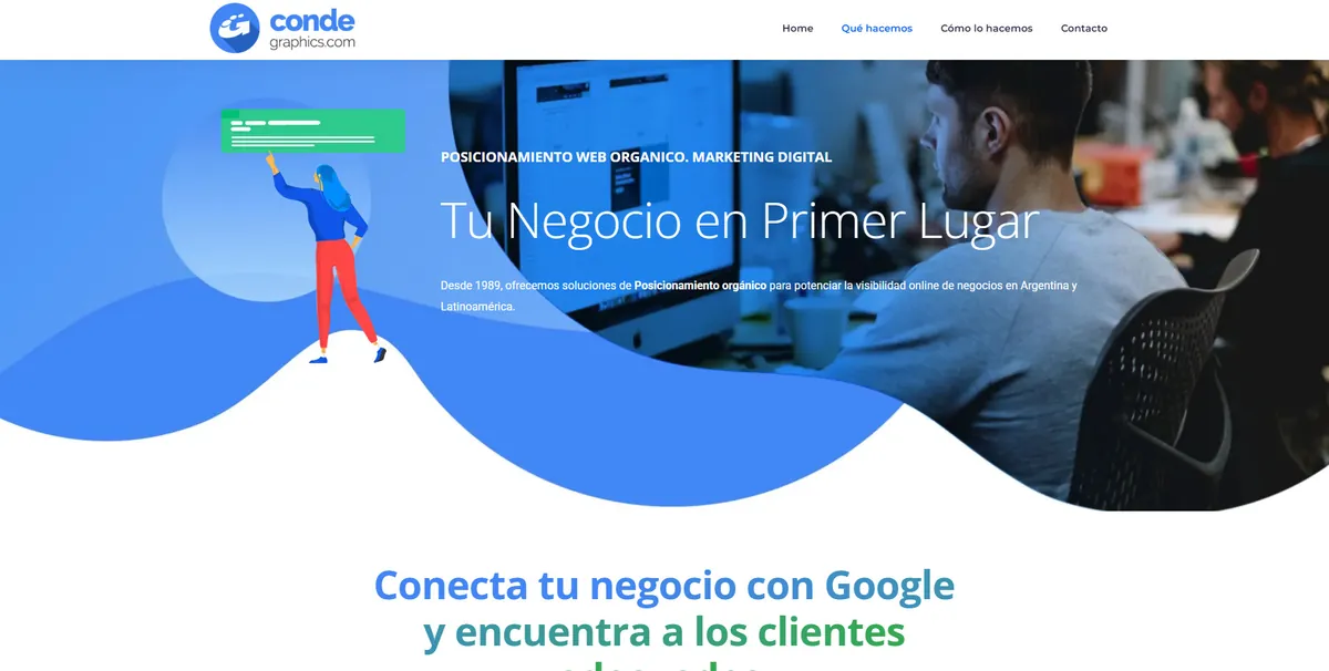 Home page of Conde Graphics, an SEO agency in Argentina