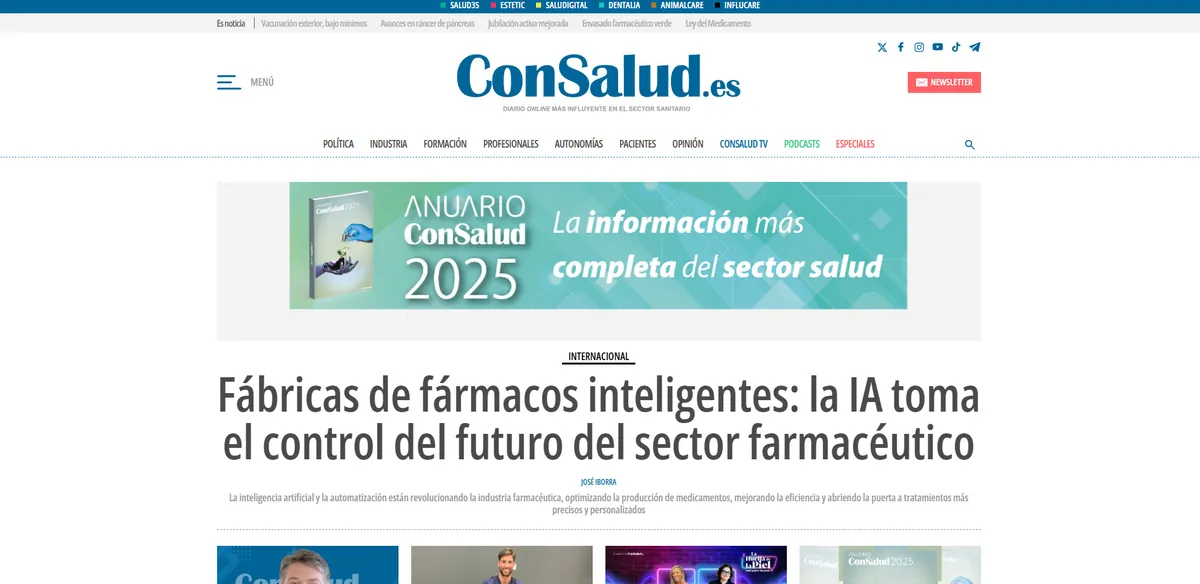 Home page of ConSalud.es, a Spanish health site