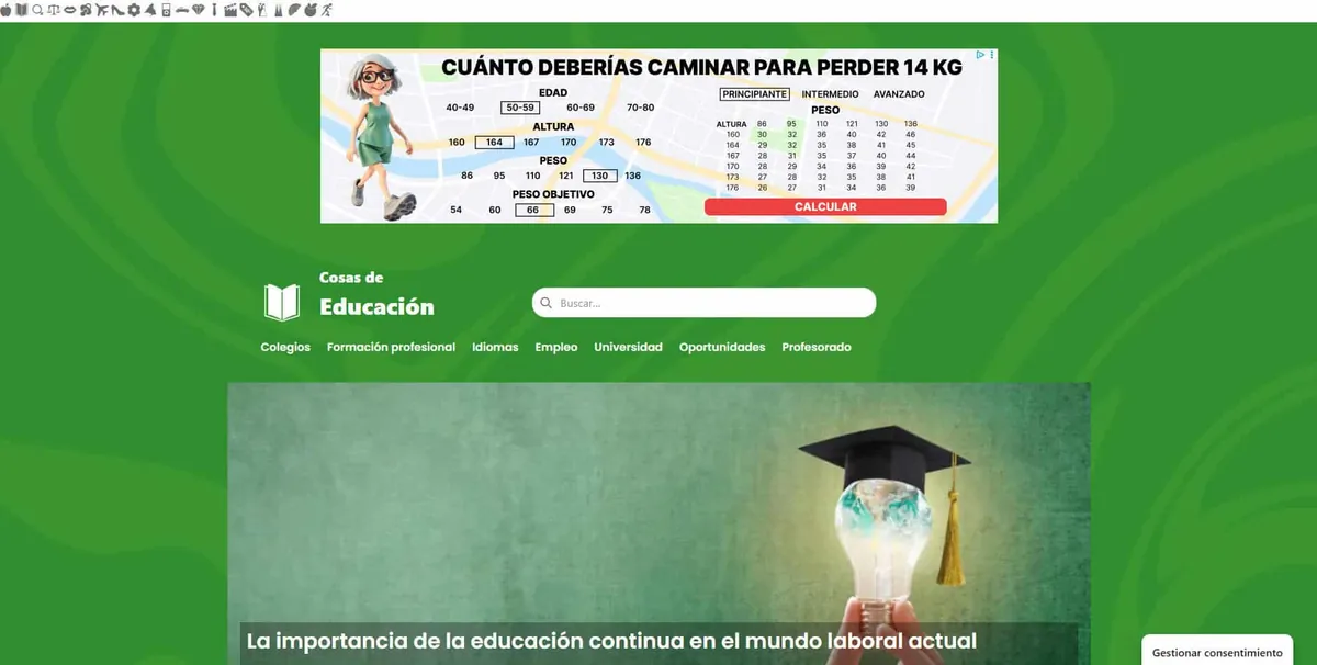 Home page of Cosas de Educación, a Spanish education site