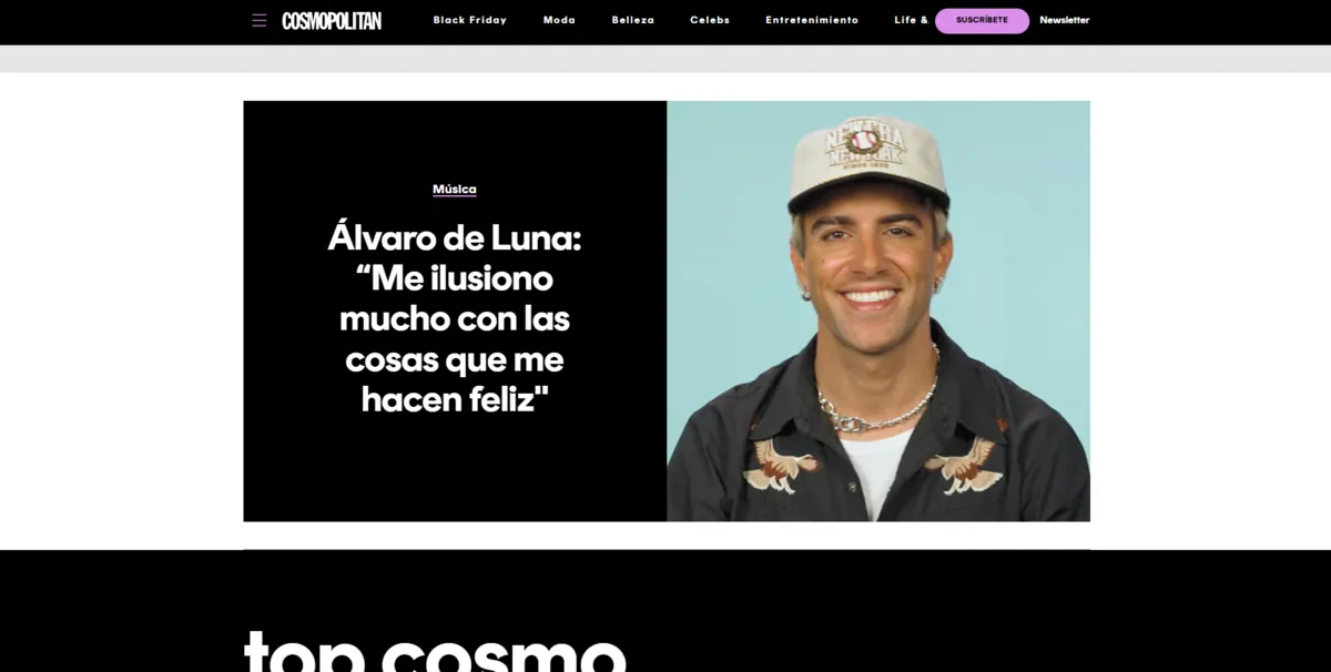 Home page of Cosmopolitan, a Spanish fashion magazine