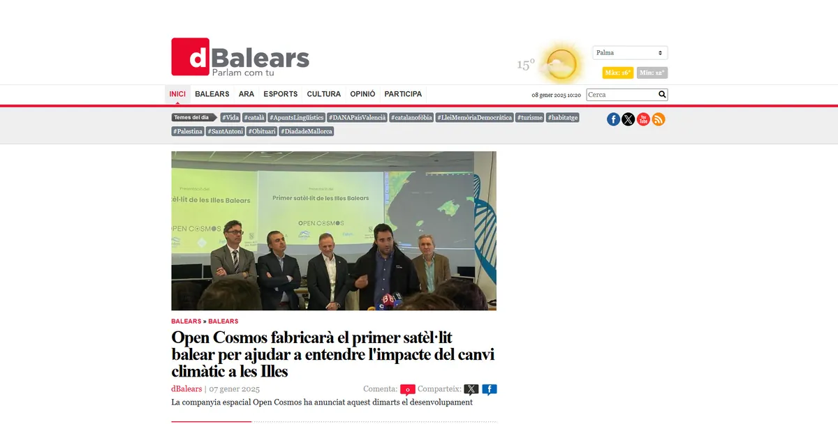 Home page of DBalears, a newspaper in the Balearic Islands
