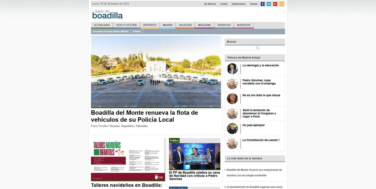 Home page of Diario de Boadilla, a newspaper in Madrid