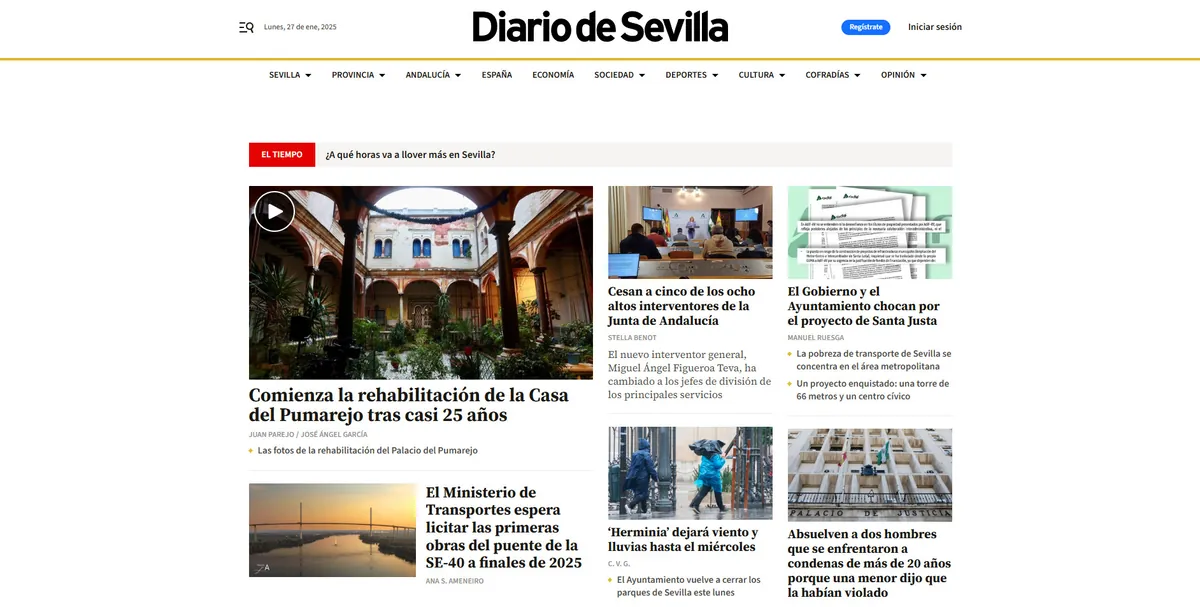 Home page of Diario de Sevilla, a newspaper in Andalusia