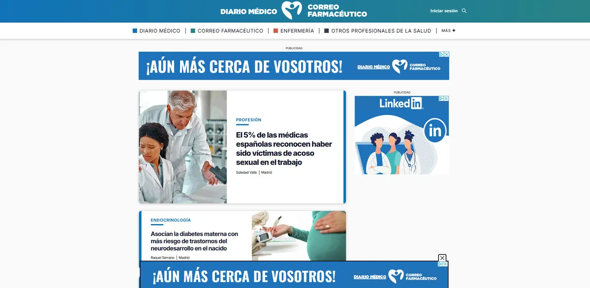 Home page of Diario Médico, a Spanish health site