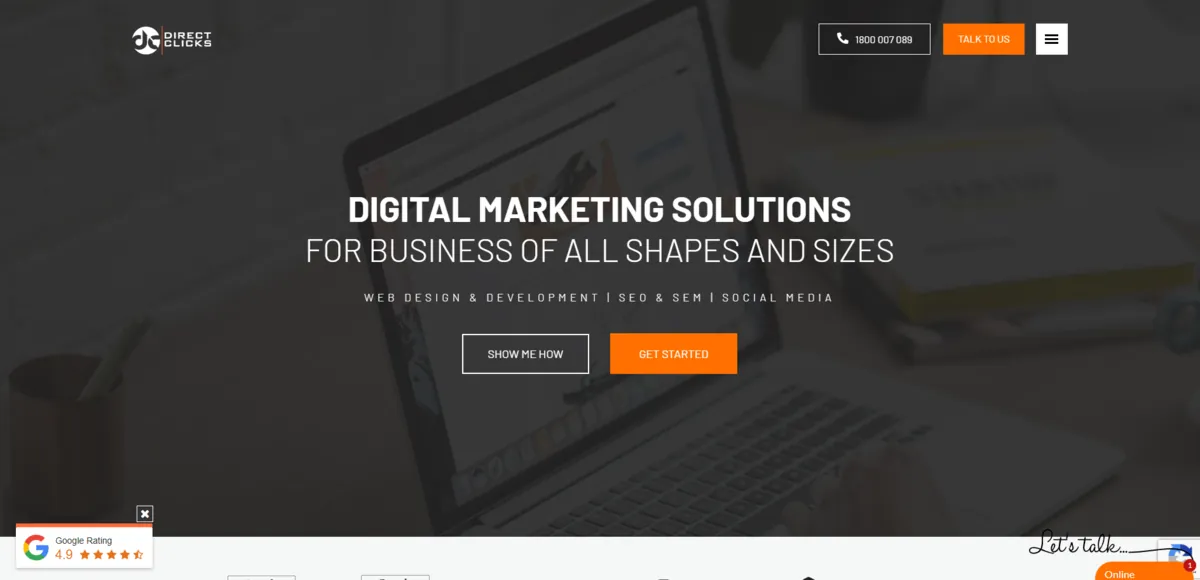 Home page of Direct Clicks, an SEO agency in Sydney