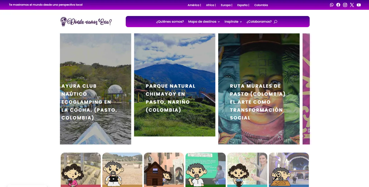 Home page of Dónde Vamos Eva, a Spanish travel site