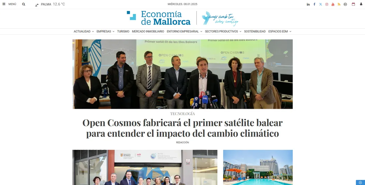 Home page of Economía de Mallorca, a newspaper in the Balearic Islands