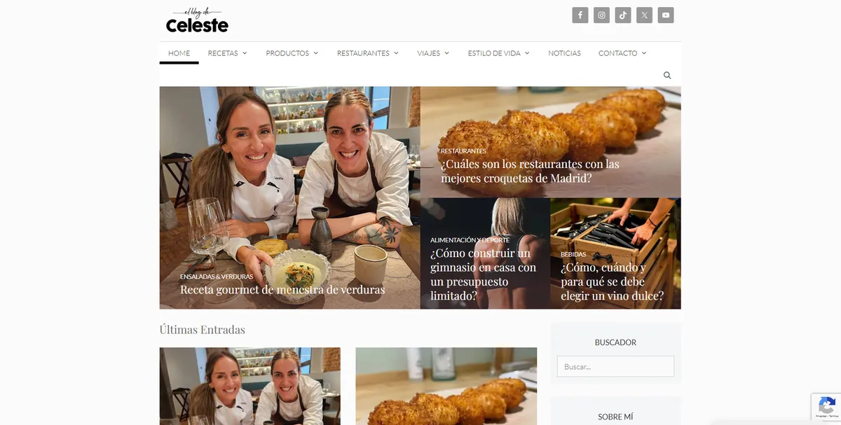 Home page of El Blog de Celeste, a Spanish food site