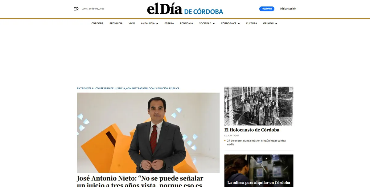 Home page of El Día de Córdoba, a newspaper in Andalusia