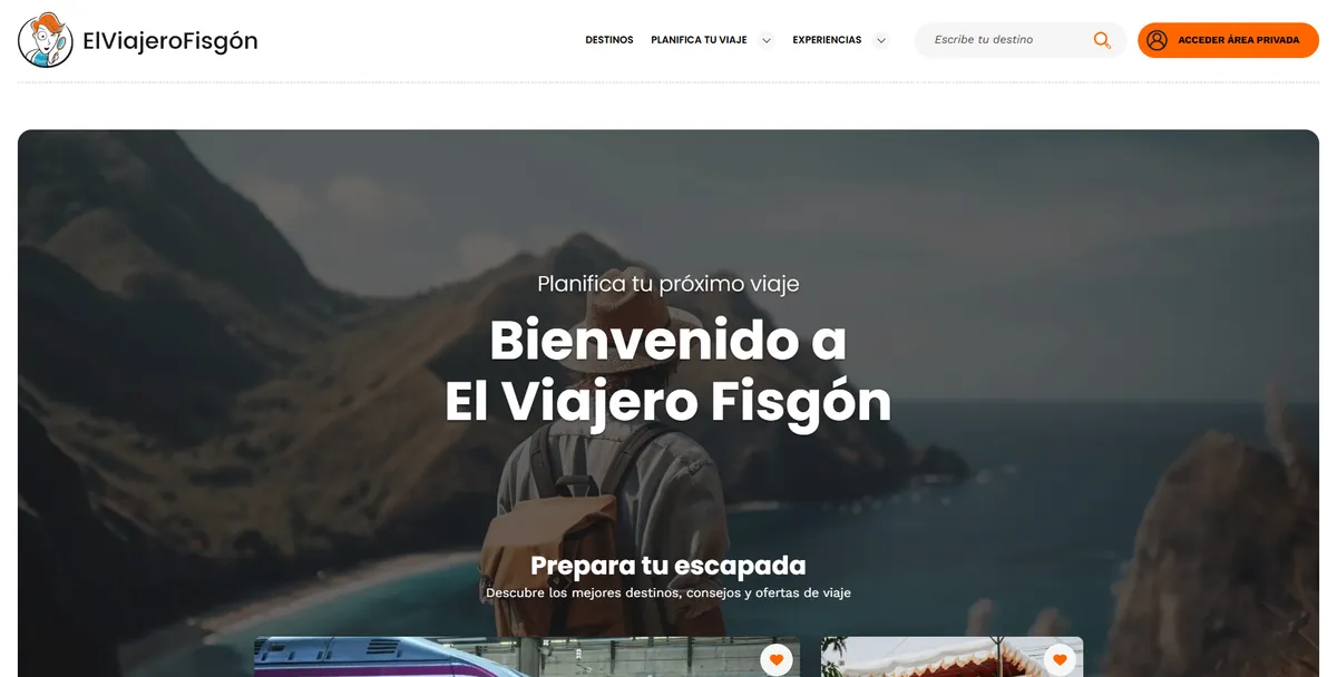 Home page of El Viajero Fisgón, a Spanish travel site