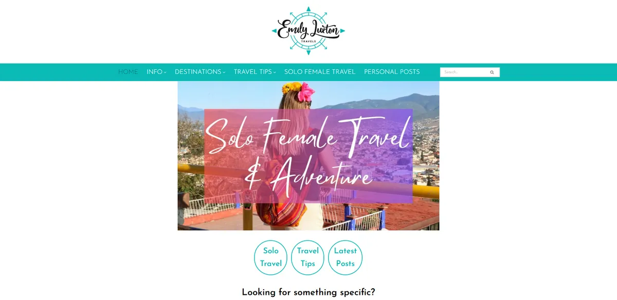 Home page of Emily Luxton, a UK travel site