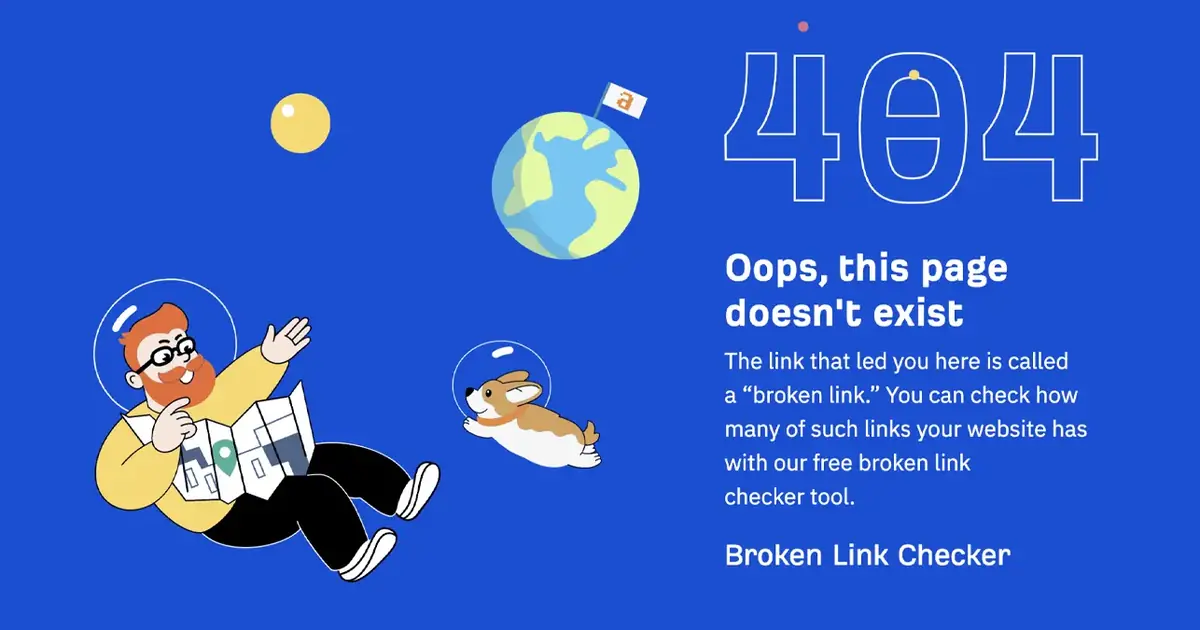 Ahrefs 404 page promoting its free Broken Link Checker
