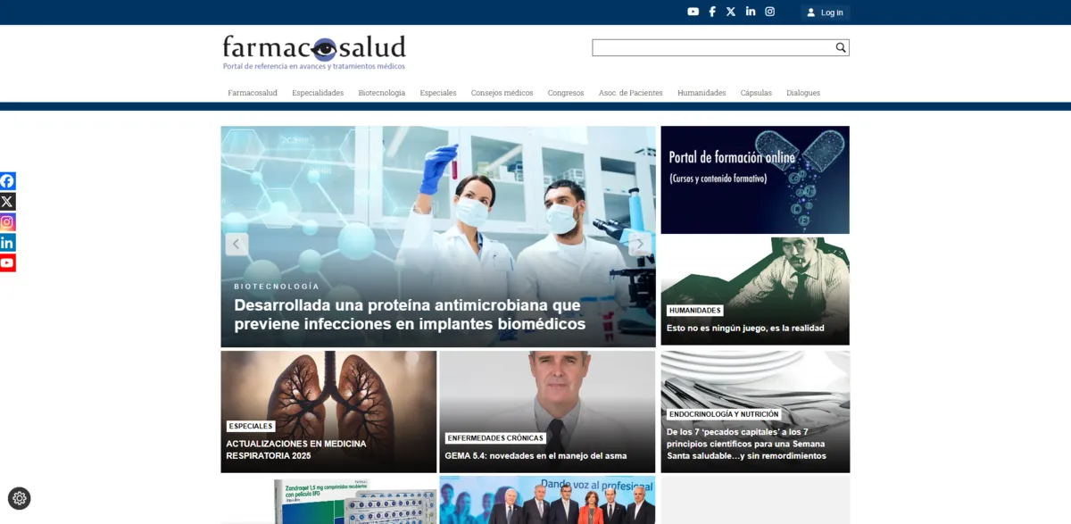 Home page of Farmacosalud.com, a Spanish health site