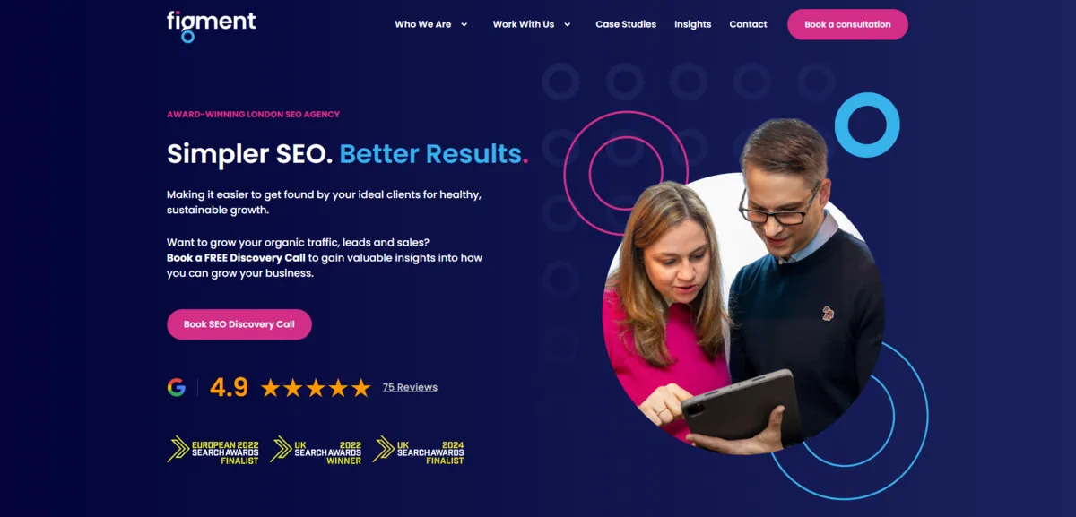 Home page of Figment Agency, an SEO agency in London