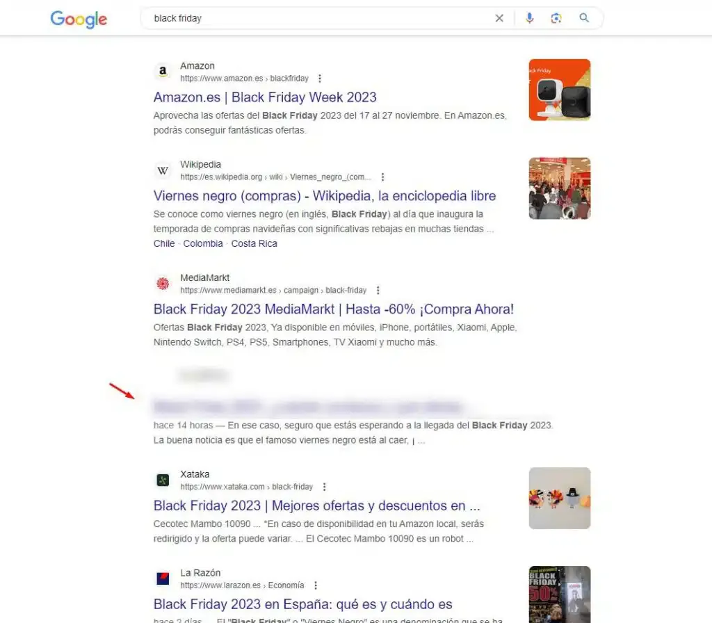 Campaign article fourth on Google for 'black friday', after Amazon, Wikipedia and MediaMarkt