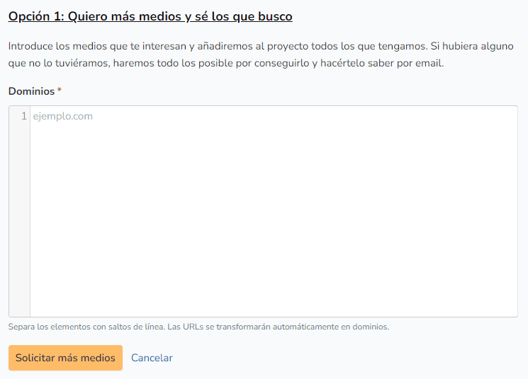 Growwer Request Media form for pasting a list of domains