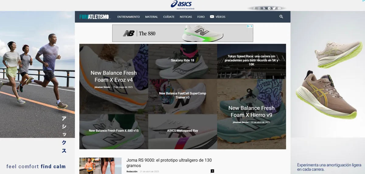 Home page of Foroatletismo, a Spanish sports site