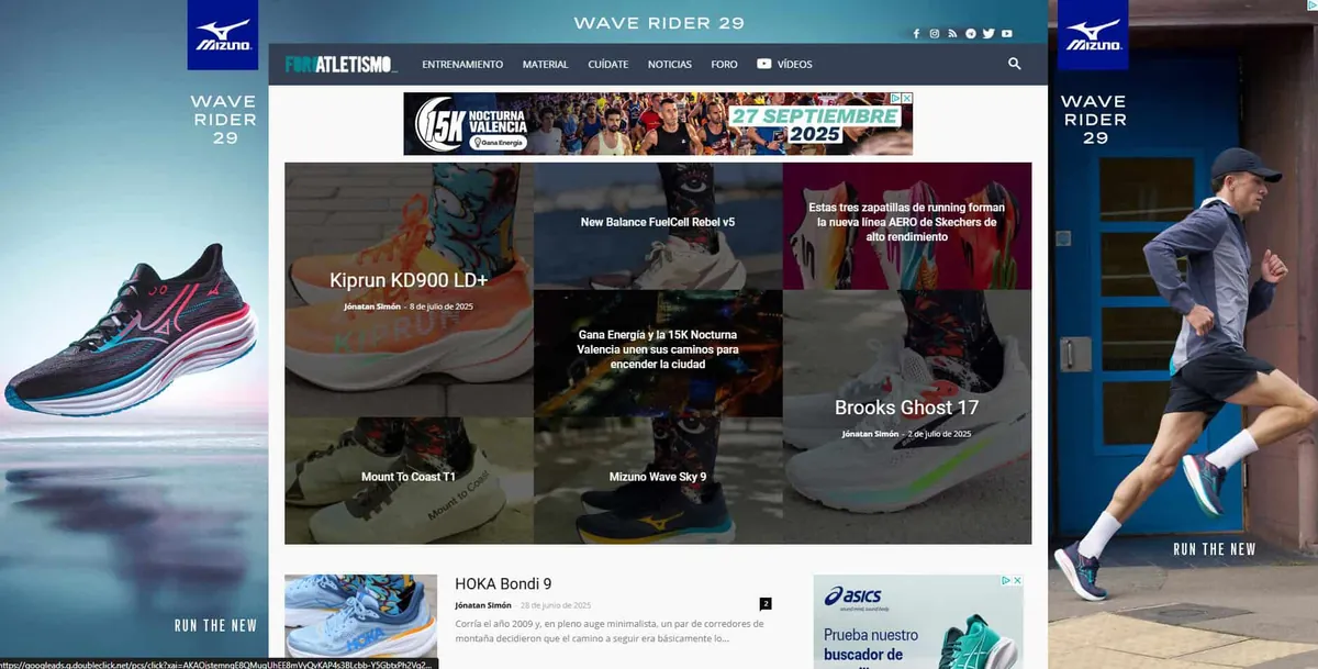 Home page of ForoAtletismo, a Spanish running site