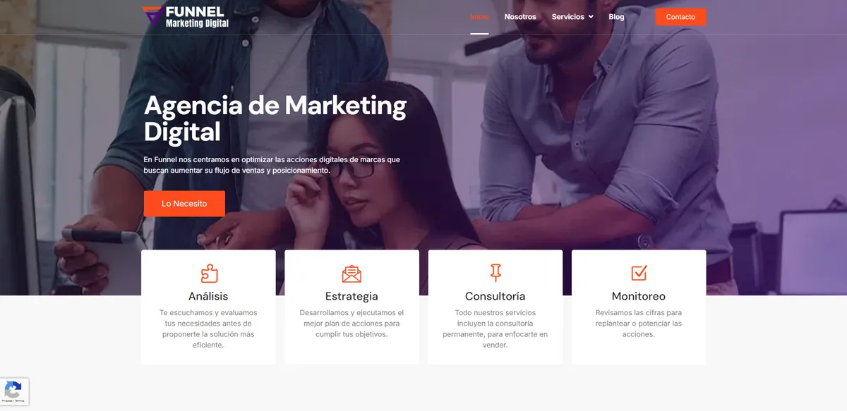 Home page of Funnel, an SEO agency in Peru