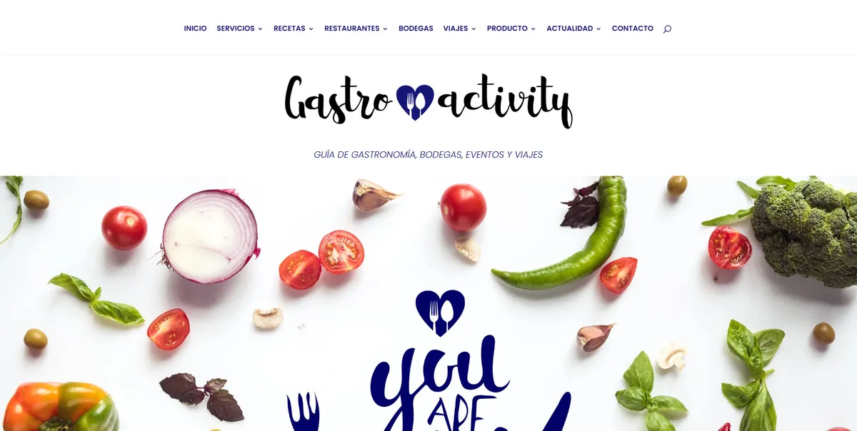 Home page of Gastroactivity, a Spanish food site