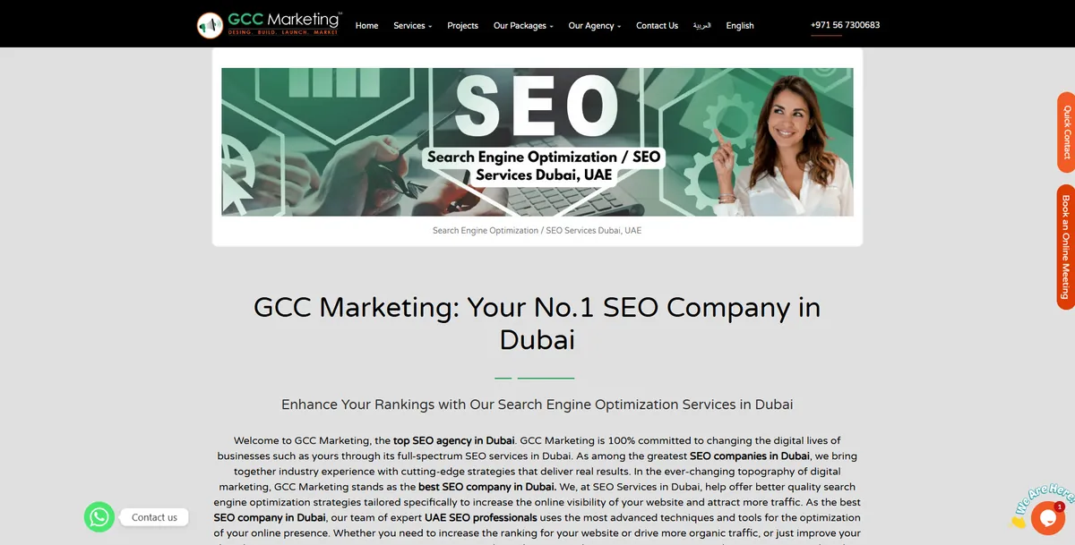 Home page of GCC Marketing, an SEO agency in Dubai