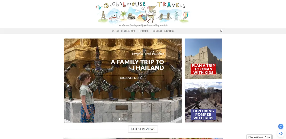 Home page of Globalmouse Travels, a UK travel site