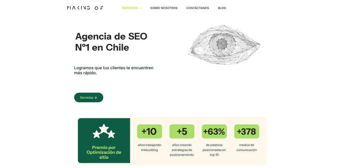 Home page of Grupo Making Of, an SEO agency in Chile
