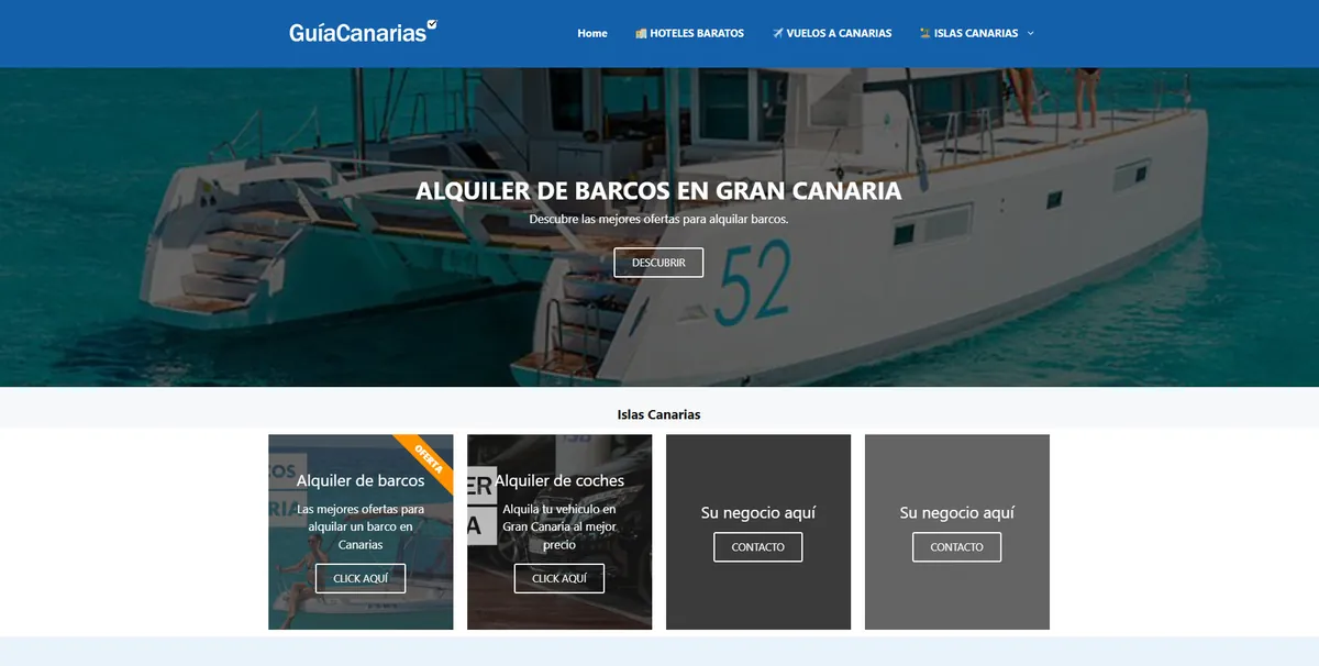 Home page of Guía Canarias, a Spanish travel site