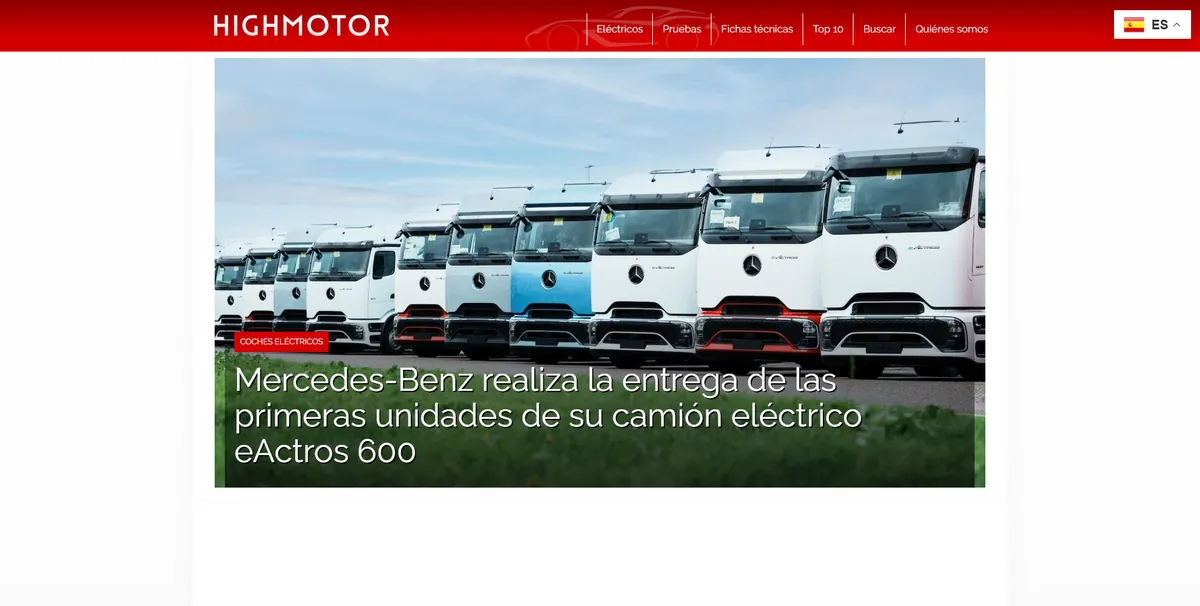 Home page of HighMotor, a Spanish motoring site